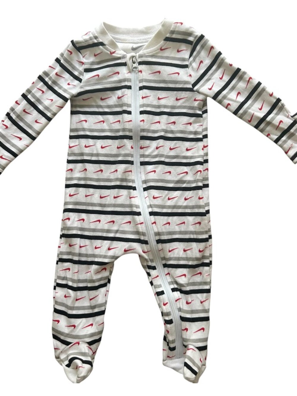 Nike Baby Boy All-Over Nike Swoosh Print Full-Zip Footed Coverall Size 3 months